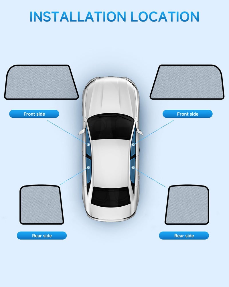 RSACET Car Window Shades for Ford-Explorer(2011-2019),4 Pack Car Window Cover for Baby Sun Shade Blocker Breathable Mesh,Reduce UV Rays & Heat Insulation Privacy Protection for Camping, Travel, Sleep - Image 2